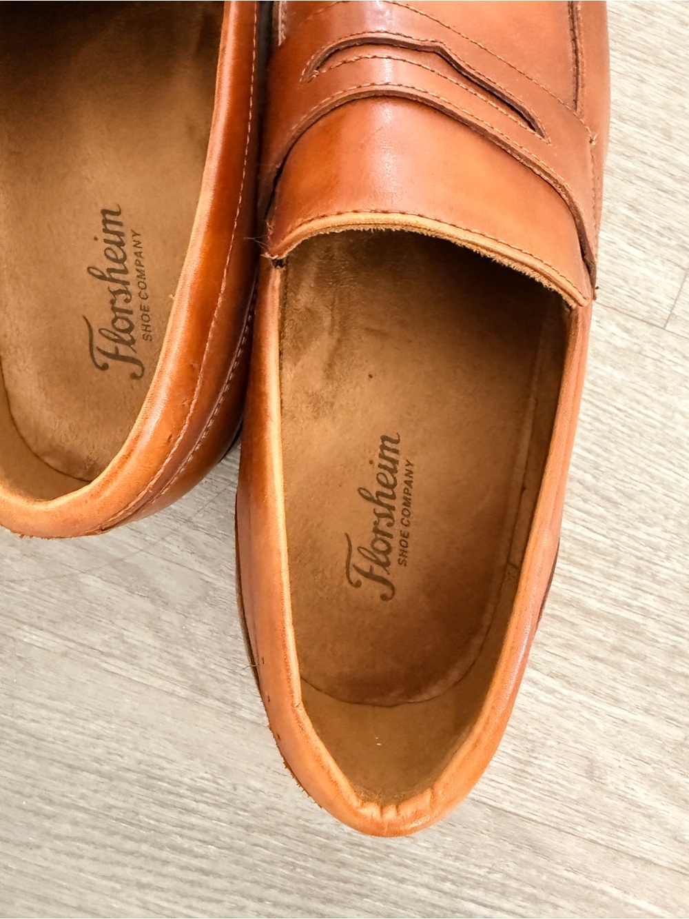 Florsheim Cognac Leather Penny Loafers - Picture 4 of 5